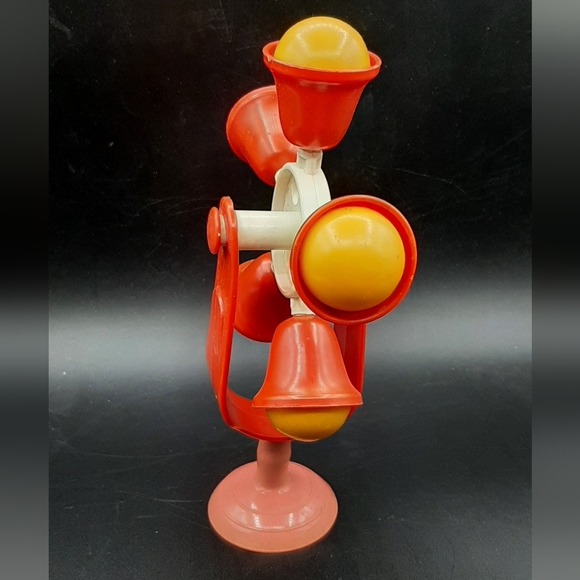 Vintage Suction Cup Wheel Bell Rattle Spinning Baby Toy - Picture 3 of 6